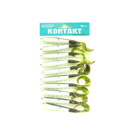 Поролоновая рыбка Контакт 8 см бело-черн с твистером Green