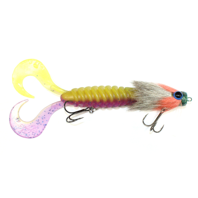 Приманка RSK Fishing MAUS L 18,5mm (диаметр головы) 21см 65г фиолетово-желтое тело, оранжево-серая голова