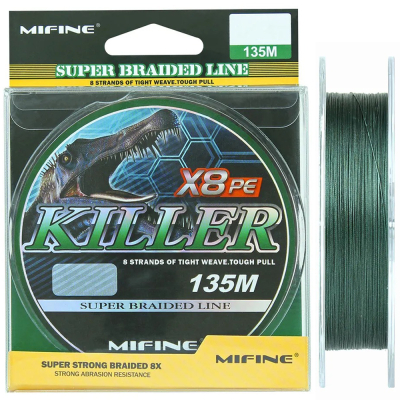 Леска плетёная Mifine Killer X8 PE 135m 50004-08