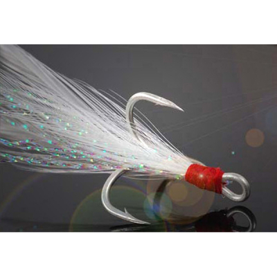 Крючок тройной GT-Bio GT-32TF #2 с белой мухой, уп. 5шт.