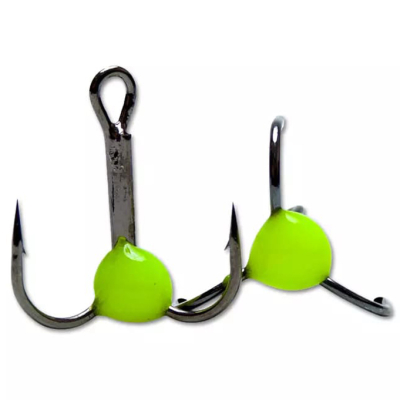 Крючок Тройник "Капля" Vido Craft №4, цвет 02 желтый, VD-092C (BN), 10 шт/уп