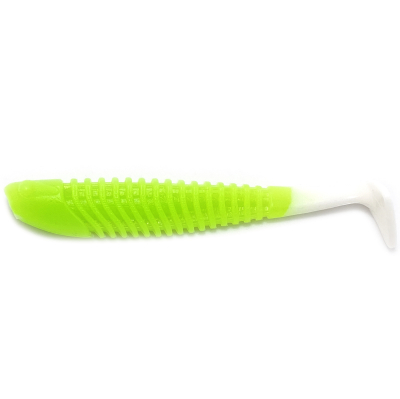 Силиконовая приманка Boroda Baits Yakudza 70мм цвет ШАРТРЕЗ/БЕЛЫЙ (Chartreuse/White)
