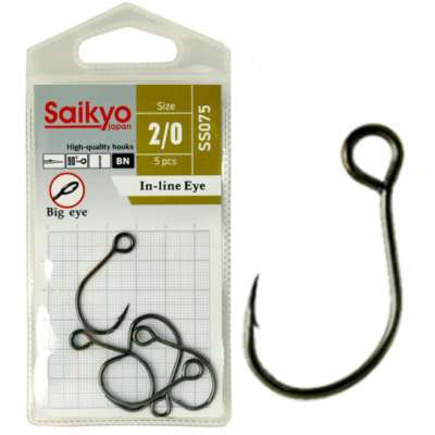 Крючки Saikyo SS075-BN IN-LINE EYE №1/0 (6 шт.)