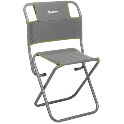 Стул туристический со спинкой Nisus СР-450.22c (ст.труба д22) серо-зеленый (T-N-TC-450.22s-GR)