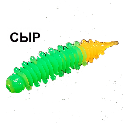 Силиконовая приманка Boroda Baits Ayra Junior Double Color цв. Ярко-зелёный/Оранжевый, аттр. Сыр.