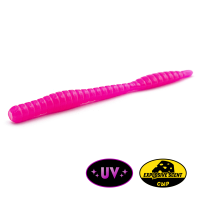 Силиконовая приманка Личинка Rampage Trout Hunting Dying Worm 3.1" цв.#078 - Hot Pink UV