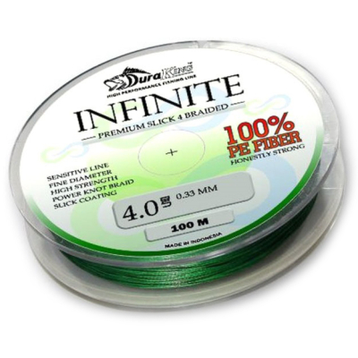 Шнур DuraKing Infinite 4X 150м тёмно-зелёный #1.5, 0,20мм, 26lbs
