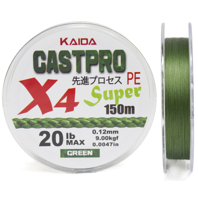 Плетеный шнур Kaida Castpro Super 4x Green 150м 0,12мм 20lb