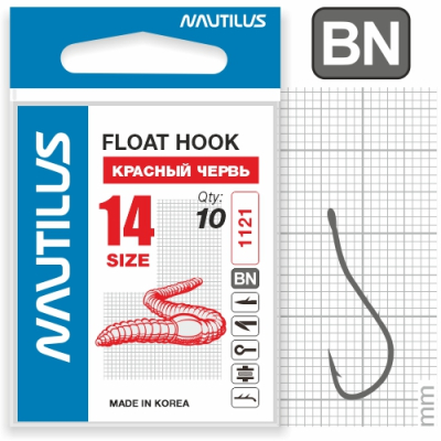 Крючок Nautilus Float Красный червь 1121BN №14