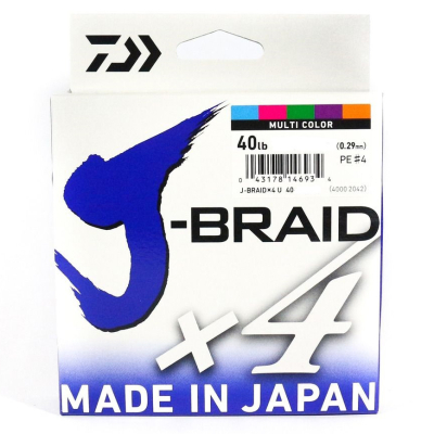 Леска плетеная Daiwa J-Braid X4E 300m Multi Color 0.29мм