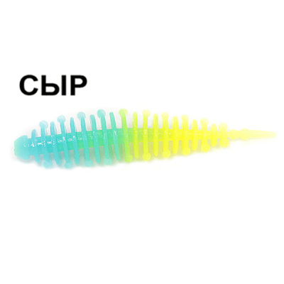 Мягкая приманка Boroda Baits Ayra Double Color цв. Голубой/Лимон, аттр. Сыр, 8 шт./уп.
