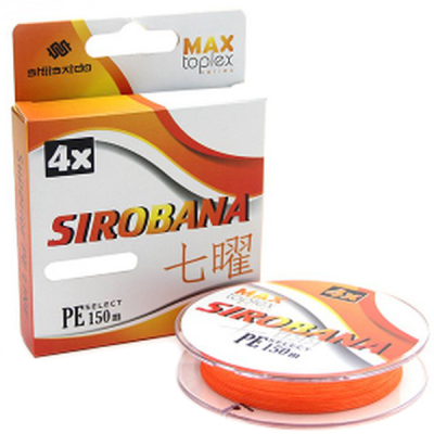 Шнур плетеный "Shii Saido" Sirobana 4X, L-150 м, d-0,104 мм, test-3,62 кг, orange