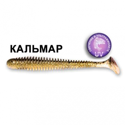 Силиконовая приманка Crazy Fish Vibro Worm 3,4" 13-85-2d-6 кальмар цв. gold swamp (золотое болото) 