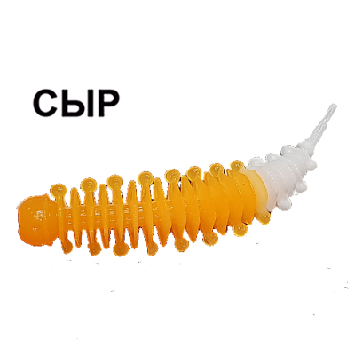 Силиконовая приманка Boroda Baits Ayra Junior Double Color цв. Оранжевый/Белый,  аттр. Сыр, 8 шт./уп.