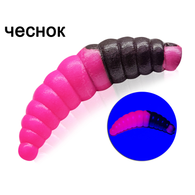 Силиконовая приманка Microfishing Magott 1,9" - 8шт Черно-розовый Чеснок