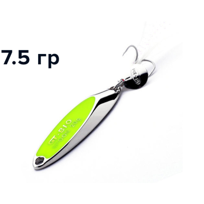 Блесна GT-BIO Super Bevel c мухой, 5см, 7.5гр, серебро с желтым