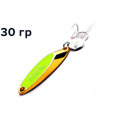 Блесна GT-BIO Super Bevel c мухой, 7.1см, 30гр, золото с желтым