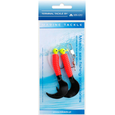 Система поводков на треску Mikado Pilk Twist Jighead Rig (2 x 3g,/5.5cm, крючки №1) (LS-A000-2X3Y03)