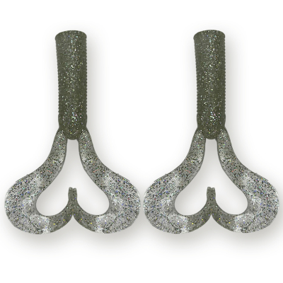 Хвост для бактейла Miuras Mouse Big, 42гр цвет: серебро с блестками, 2шт