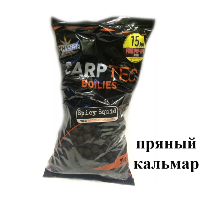 Бойлы тонущие Dynamite Baits Spicy Squid CarpTec 15мм. 2кг. DY1157 пряный кальмар