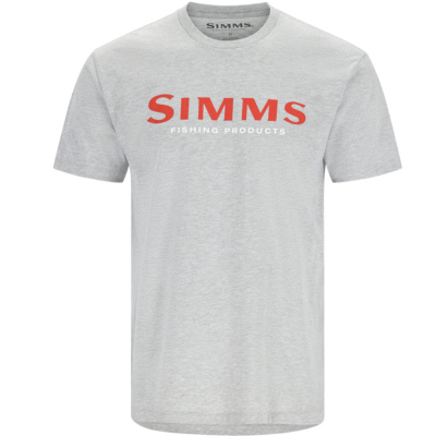 Футболка Simms Logo T-Shirt, Grey Heather - Crimson, XL