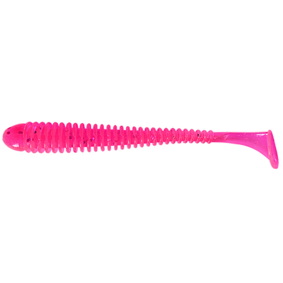Силиконовая приманка Pike Hunter Ribbed Worm 4.6" 11.7 см. #006 Clear Pink (UV) (4 шт)