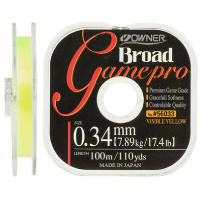 Леска Owner Broad Game Pro Yellow 100м 0,38мм 10,1кг