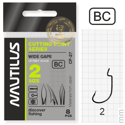 Крючок офсетный Nautilus Offset Cutting Point series Wide Gape CP-27 BC № 2
