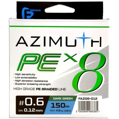 Шнур F-Fishing Azimuth PE X8 Dark Green 150m 0,23мм 13,6кг/30lb