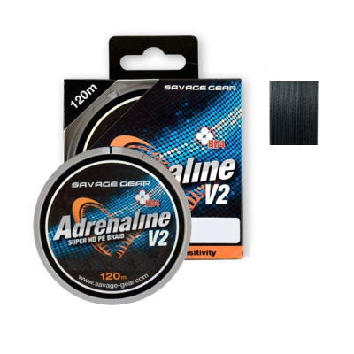 Шнур Savagear HD4 Adrenaline V2 120m 0.19mm 28lbs 12.8kg Grey 54830
