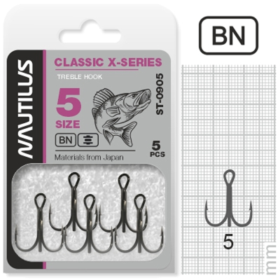 Крючок тройной Nautilus Treble X-series 0905BN № 5 (5шт)