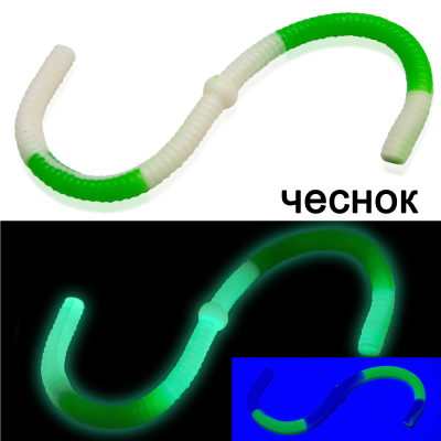 Силиконовая приманка Microfishing Worm Ball 4" - 10см. Бело-зеленый Чеснок