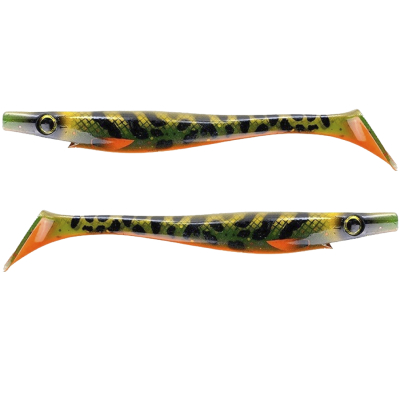 Силиконовая приманка Strike Pro Pig Shad Jr, 200 мм, 50 гр, цвет: Leopard Burbot UV (уп./2шт.) (SP-172C#SP43)