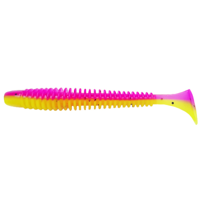 Силиконовая приманка Pike Hunter Ribbed Worm 4.0" 10 см. #029 Sliva Lime (UV) (6 шт)