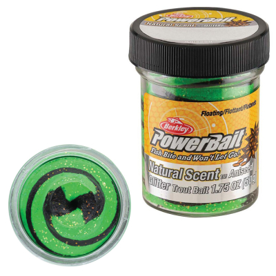 Паста форелевая Berkley PowerBait Natural Glitter Trout Bait - Spring Green/Black