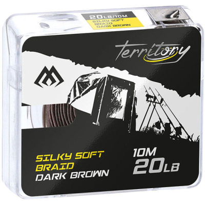 Поводочный плетеный шнур Mikado Territory Silky Soft Braid мягкий (20LB, 10м) тёмно-коричневый (AMC-SSB20/DB)