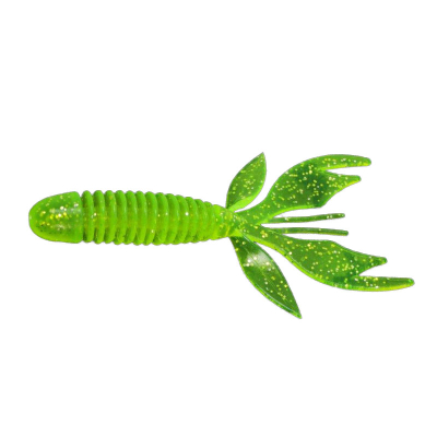 Силиконовая приманка Garry Angler Wooly Hawgtail 2,75" (Ослиные уши) 6 шт/Икра цвет #Салатовый с блестками