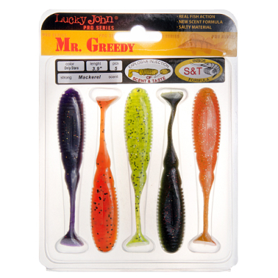 Мягкая приманка Lucky John Pro Series Mister Greedy 3.9" цв. MIX1