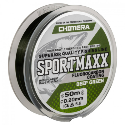 Леска Chimera SPORTMAXX Fluorocarbon Coating Deep Green 50m #0.14