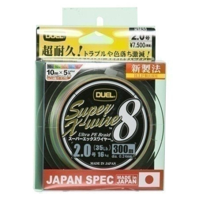 Плетеный шнур Duel PE Super X-Wire 8 300m #4.0 5Color 27.0Kg (0.34mm) H3623