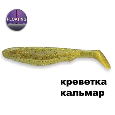 Силиконовая приманка Crazy Fish Slim Shaddy 3.2" 56-80-1-7-F креветка+кальмар цв. olive (оливка)
