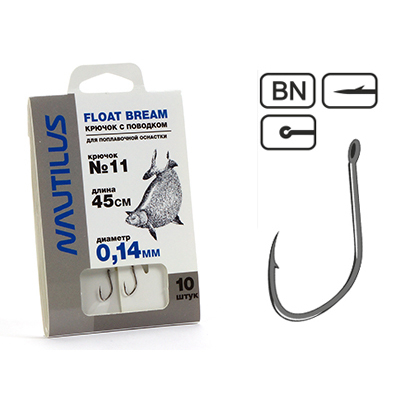 Крючок с поводком Nautilus Float Bream NSH1105-11 0.14мм 45см