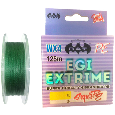 Леска плетеная BAT PE Egi Extrime Green 125 м. 0,30 мм.\27,5 кг.