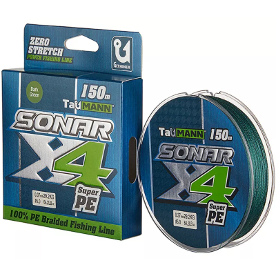 Леска плетёная TauMANN Sonar PE X4 150m Dark Green #2.0 (0.23mm)
