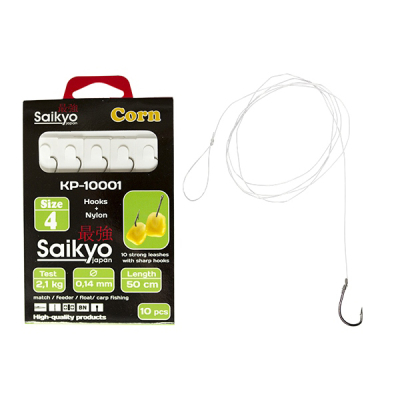 Крючки Saikyo KP-10001 Corn BN  №4 (10шт) c повод.