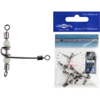 Тройной Т-образный роликовый вертлюг Mikado Sensual № 8*10 BN (р.н. до 14кг./упак. 5 шт.) (AMA-A3702-8-10)