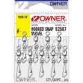 Застежка с вертлюгом Owner Hooked Snap Swivel №2/0 4шт