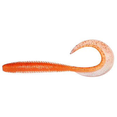 Силиконовая приманка Megabass Kemuri Curly 3,5" цв. clear orange/rainbow flake