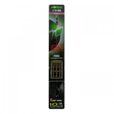 Поводок готовый Korda IQ D Rig Barbless 15lb Kurv Shank №8 безбородый KCR061