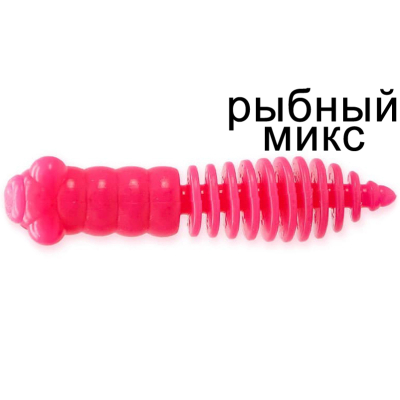 Силиконовая приманка Ojas Happy P-35: Pink (fluo), Рыбный микс, 14шт/банка